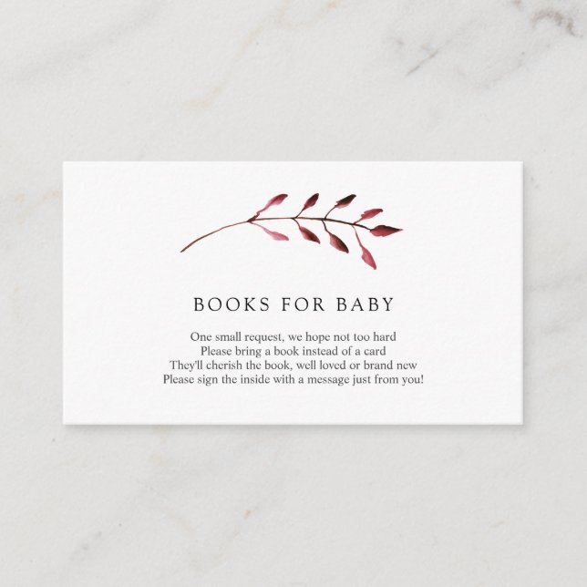 Recepción Tarjeta de inserción de libros para bebé de hojas  (Anverso)