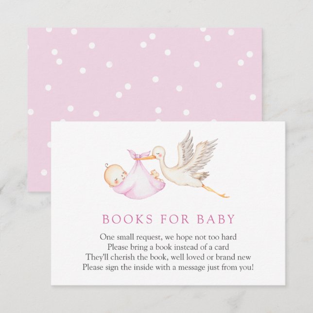 Recepción Tarjeta de inserción de libros para cigüeñas rosad (Anverso / Reverso)