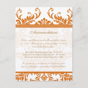 Recepción Tarjeta de inserción de matrimonio naranja y marfi
