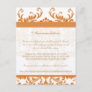Recepción Tarjeta de inserción de matrimonio naranja y marfi