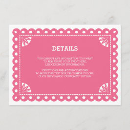 Recepción Tarjeta de inserción de papel picado - rosa