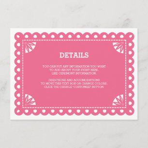 Recepción Tarjeta de inserción de papel picado - rosa