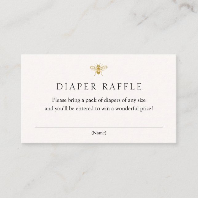 Recepción Tarjeta de inserción de Raffle Golden Bee Diaper (Anverso)
