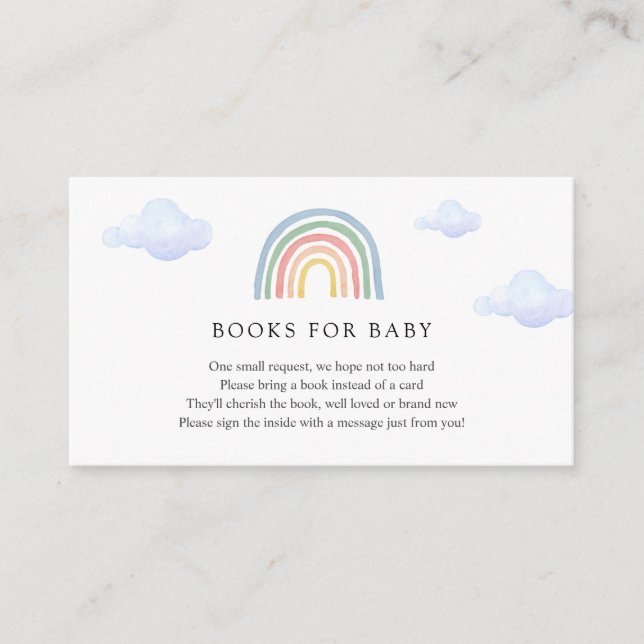 Recepción Tarjeta de inserción de Rainbow Books para el bebé (Anverso)