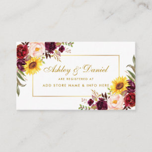 Recepción Tarjeta de inserción de registro de Boda floral de