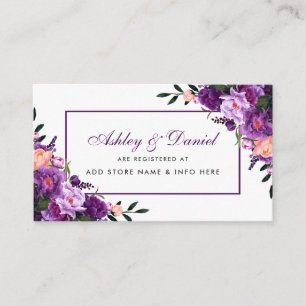 Recepción Tarjeta de inserción de registro de Boda violeta m