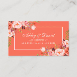 Recepción Tarjeta de inserción de registro de Bodas florales