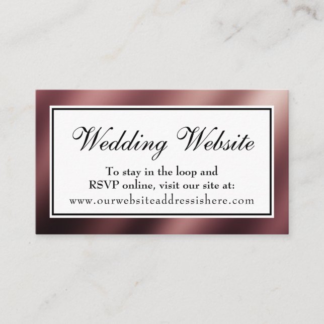 Recepción Tarjeta de Inserción de Sitio Web de Boda de Rosa  (Anverso)