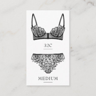 Recepción Tarjeta de inserción de tamaño de lingerie negra
