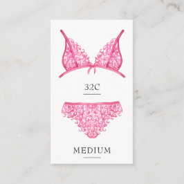 Recepción Tarjeta de inserción de tamaño de lingerie rosa