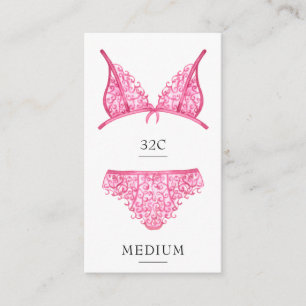 Recepción Tarjeta de inserción de tamaño de lingerie rosa