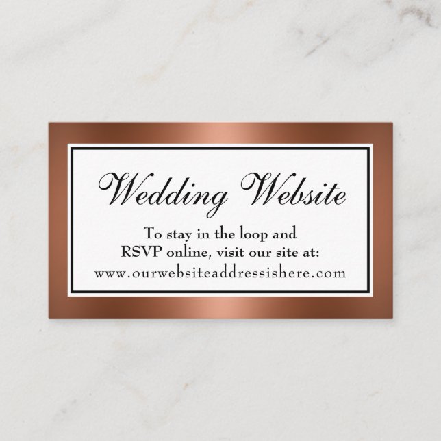 Recepción Tarjeta de inserción elegante de sitio web de boda (Anverso)