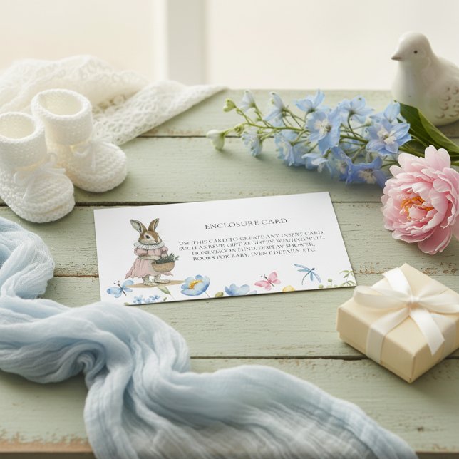Recepción Tarjeta de Inserción Floral Elegante Conejo Dulce (Subido por el creador)