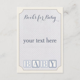 Recepción tarjeta de inserción, libros para tarjeta de bebé