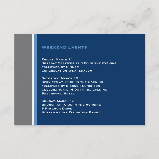 Recepción Tarjeta de inserción Mitzvah Star Bar moderno (Anverso)