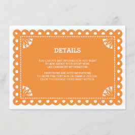 Recepción Tarjeta de inserción Papel Picado - Naranja