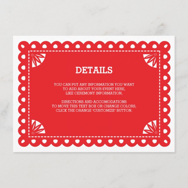 Recepción Tarjeta de inserción Papel Picado - Naranja (Anverso)