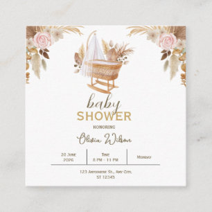 Recepción Tarjeta de inserción para baby shower con acuarela