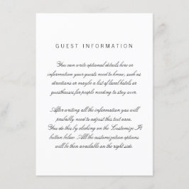 Recepción Tarjeta de inserción para la boda elegante y limpi