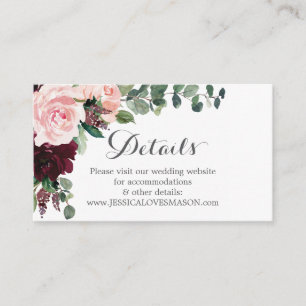 Recepción Tarjeta de Inserción para Sitio Web de Boda Blush