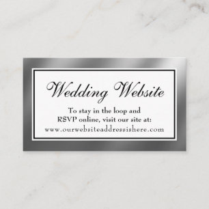 Recepción Tarjeta de Inserción para Sitio Web de Boda Plata 