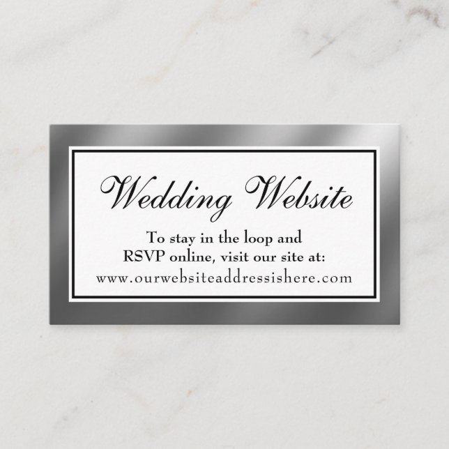 Recepción Tarjeta de Inserción para Sitio Web de Boda Plata  (Anverso)