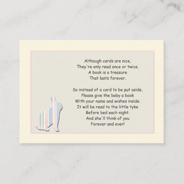 Recepción Tarjeta de inserción rosada de poema de Baby Showe (Anverso)