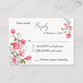 Recepción Tarjeta de inserción RSVP de Magnolia rosa para bo