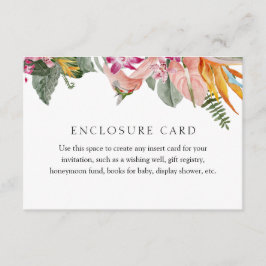 Recepción Tarjeta de inserción tropical con sobre