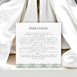 Recepción Tarjeta de instrucciones de boda de encaje vintage