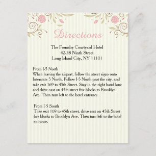 Recepción Tarjeta de instrucciones de Boda floral rosa de am