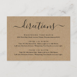 Recepción Tarjeta de instrucciones - Papel Kraft Simple