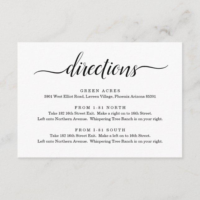 Recepción Tarjeta de instrucciones - Simple (Anverso)