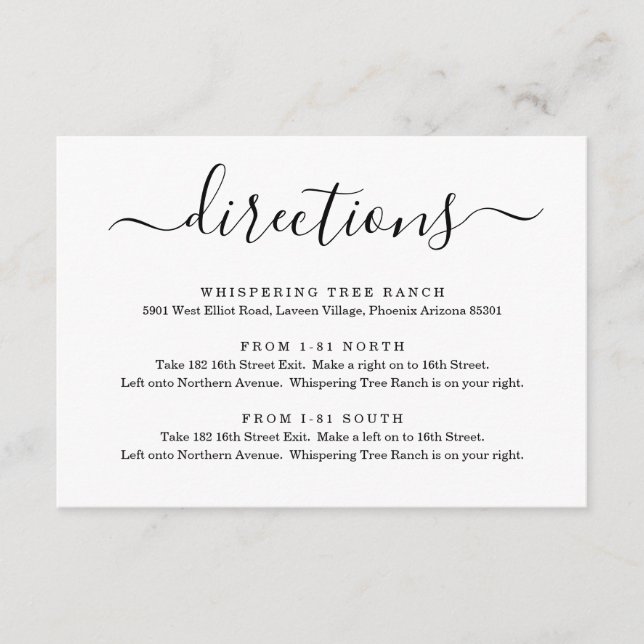 Recepción Tarjeta de instrucciones simple (Anverso)