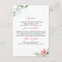 Tarjeta de invitado con información Boda de las fl