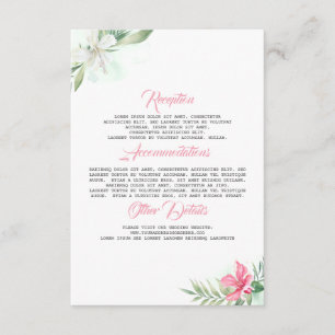 Recepción Tarjeta de invitado con información Boda de las fl