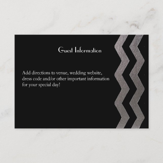 Recepción Tarjeta de invitado de boda Chevron de Noche de Pl (Anverso)