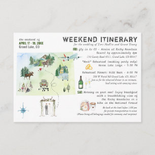 Recepción Tarjeta de Itinerario de Fin de Semana de Boda en 