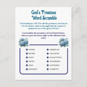 Recepción Tarjeta de juego Word Scramble de Dios promete