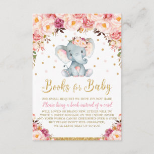 Recepción Tarjeta de libro para baby shower de elefante flor