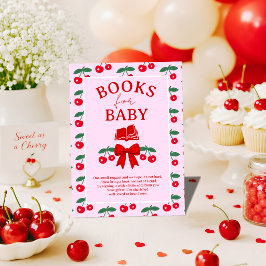 Recepción Tarjeta de libros con lazo de gingham rojo para ba