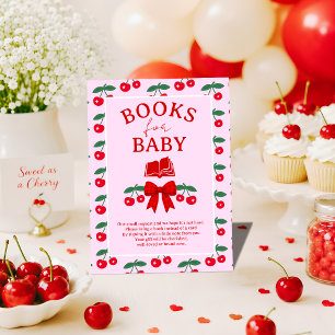 Recepción Tarjeta de libros con lazo de gingham rojo para ba