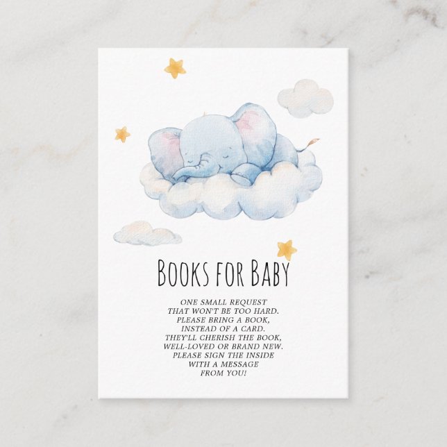 Recepción Tarjeta de libros de niña elefante para bebé (Anverso)