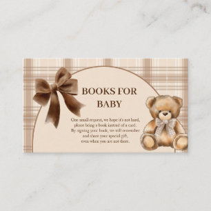 Recepción Tarjeta de libros de osito de peluche beige a cuad