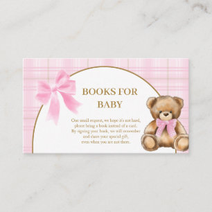 Recepción Tarjeta de libros de osito de peluche rosa a cuadr