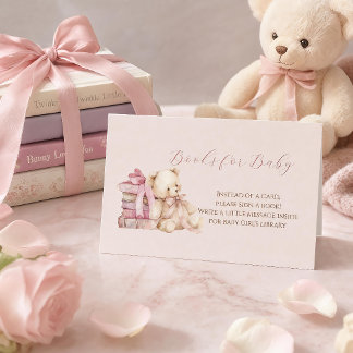 Recepción Tarjeta de libros de osito de peluche rosa para be