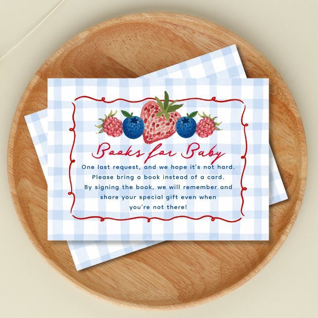 Recepción Tarjeta de Libros Dulces y Extravagantes de Bayas  (Quirky Hand Drawn Berry Sweet Books for Baby Card)