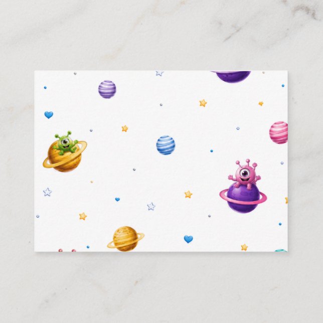 Recepción Tarjeta de Libros para Bebé Alien de la Luna Espac (Reverso)