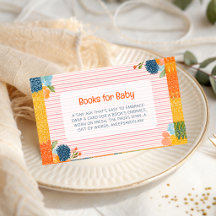 Tarjeta de Libros para Bebé con Franja Rosa Floral