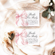 Tarjeta de libros para bebé con lazo coquette rosa